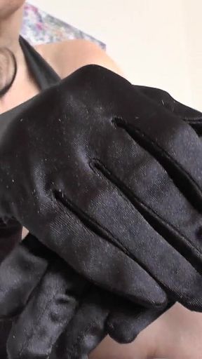 Long, Shiny Black Satin Gloves Turn You on so Much - Lady Victoria Valente
