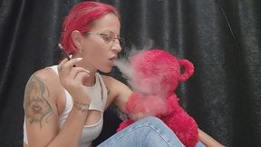 SMOKE IN TEDDY’S FACE – CHAIN SMOKING & NOSE BURN FINALE
