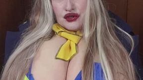 6CupKCindy role play stewardess I am pulling out my big tits I am doing a teach job to a white dildo tit worship mov