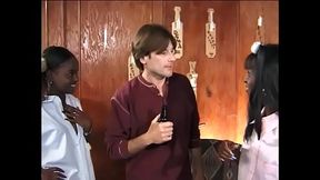 TEENY BLACK GETS DOUBLE PENETRATION AND ANAL FROM WHITE COCK