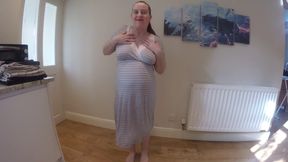 Pregnant wife does striptease in Maternity Dress