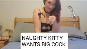 Naughty Kitty Girl plays with her Pussy and Begs for Big Cock