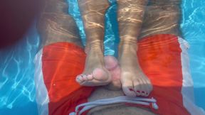 Best Blowjob, Footjob, Deepthroat in Public Swimming Pool