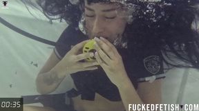 4K NEW police Charlot Kink underwater breast apnea contractions scuba 822