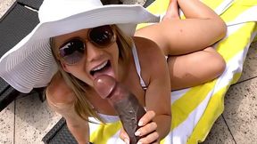 Curvy MILF indulges in a firm dark dick by the seaside, revealing her irresistible charm to her hubby
