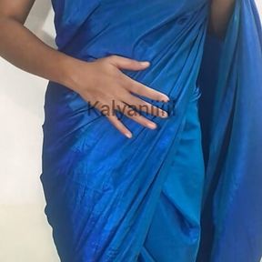 Kalyaniiiii- Blue Sari- Hot Talk