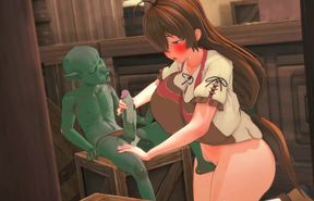 Perv Goblin Freeusing the Innocent Teen at Work