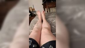 Mommy Strips Down: Feet Play & Pantyless Action