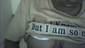 Amateur chubby Indian aunty on webcam flashing her big breasts