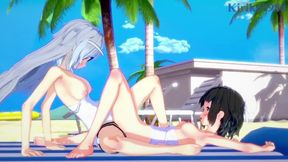 Miku Kohinata and Laura Bodewig have lesbian play - Symphogear & Infinite Stratos Hentai