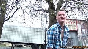 Three amateur twinks picked up and bang in a vehicle