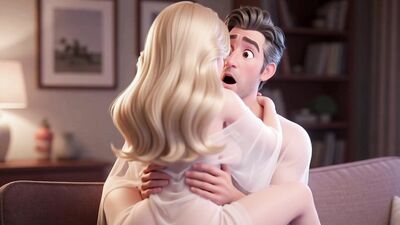 Stepdad bangs blonde teen on couch in cartoon sex fantasy
