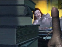 Horny 3D hentai slut rub a huge dick