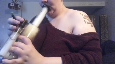 Chubby tattooed dancer strips smoking her big tits raw BDSM style