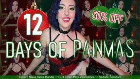 12 DAYS OF PAINMAS - 50% Off Twelve Christmas CBT & Pain Task Clips by Miss Faith Rae with Sub Instructions and Festive Domination - HD 1080p MP4