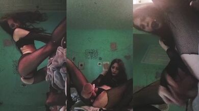 Goth Babe Handcuffed Testing Limits Solo Fingering Big Dildo With Butt Plug For Female Orgasm