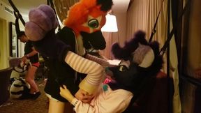 Starlet Takes Femboy Fursuiter for a Rail in Orgy Sling [MFF 2019]