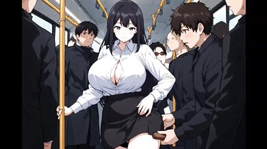 Public bus stuffed with savage threesome creampie gangbang