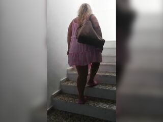 Flashing in public at the car park - Golden-Haired big beautiful woman mother I'd like to fuck