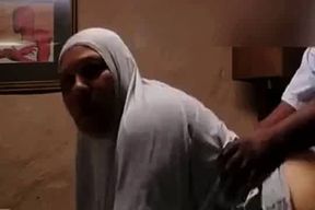 Hot Arab mature with big tits fucked by black guy