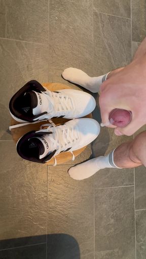 I christen my new Adidas mid-top sneakers with juicy cum