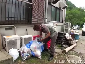 Japanese Couple Fucks Passionately Outdoors Right In Their Yard