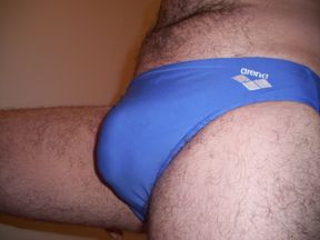 Blue arena speedo cum