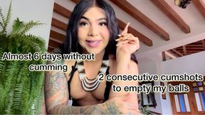 Almost 6 days without cumming, 2 consecutive cumshots to empty my balls, My cock was swollen.