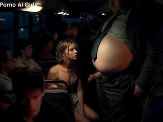 Virgin Teen's 1st Schlong on Public Bus – Shy Tugjob & Giant Facial from Chubby Stranger [AI]