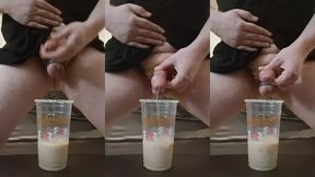 ginger sprays huge cum load in dunkin donuts drink
