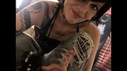 POV: emo alt girl with tattoos learning how to give a handjob to a fat cock