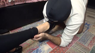 A male slave under my feet