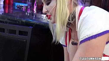 Blonde Slut Leya Falcon Dildo-Discipline TS Babe Autumn Rain So Hard!