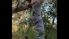 I was filming myself jerking off in the woods when a cute boy came and sucked me (and rimmed too)