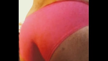Wife watching me wear her panties