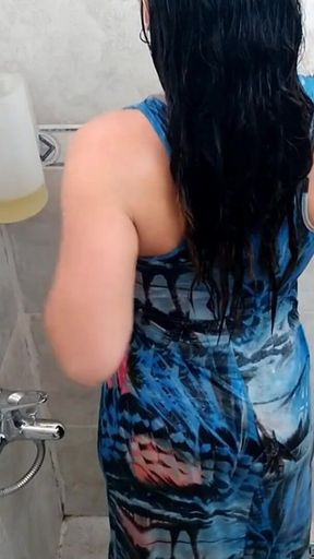 Piss bath, stepdaddy fills the 5-liter. We fill it together !!!!