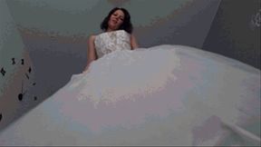 very long upskirt video wearing a wedding dress a