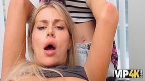 Hot And Playful Blonde Zlata Shine Is Cheating On Her Gf With A Big Boss