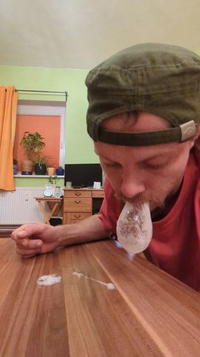 Throwing huge saliva bubbles