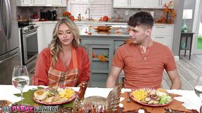 MyPervyFamily - Horny Stepson Feasts on MILF's Pussy for Thankgiving - Armani Black