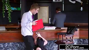 Naughty brunette, Alessa Savage seduced a guy from a local hotel and had sex with him