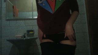 I fuck my myself with one dildo in the bathroom
