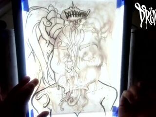 When This babe Manages to Fit Your Ramrod & Balls in Her Throat at The Same Time - Ejaculation Drawing Timelapse