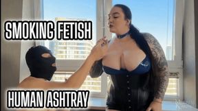 Latex Goddess smoking and using her human ashtray | Mistress Karino