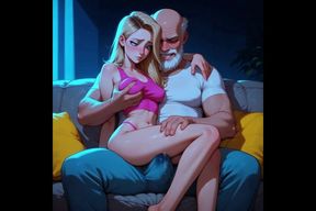 Movie night with my stepfather (AI-generated)
