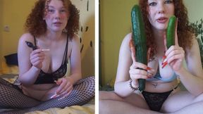 Ginger teen 18yo stuffs her holes!!