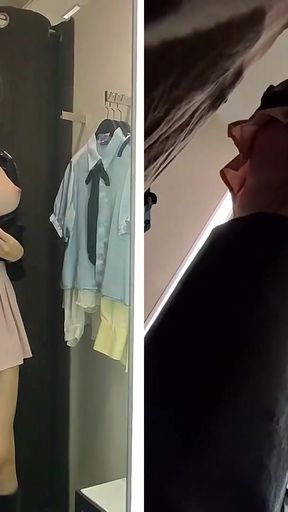 Jaw-dropping moment from &quot;I really want to fuck, will you fuck me in the fitting room? Young blonde shows big tits in the&quot;