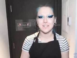 Kinky Alt Barista Beauty Satisfies The Customer With Her Throat - POV Roleplay with Blue Starr