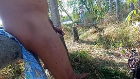 A girl on a scooter in the park saw me naked