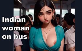 Indian Woman on the Bus, Desi College Girls Rides the Bus and Gets Fucked by a Gangbang, Cum on Face and Sari